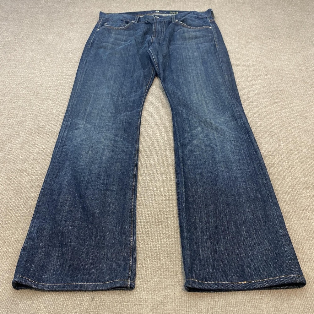 7 For All Mankind Brett Jeans Mens 34x32 Blue Y2K Bootcut Denim Cowboy Retro